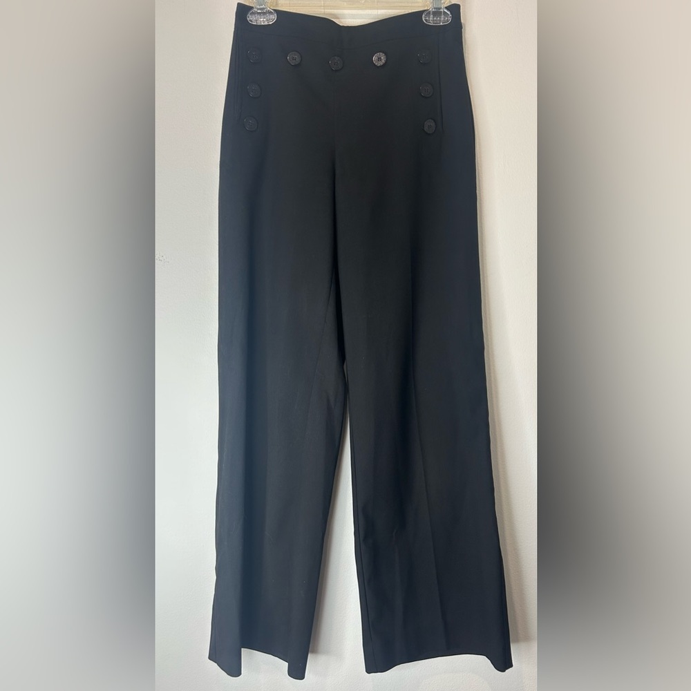 1901 - Black High Rise Wide Leg Sailor Pants Size 0P